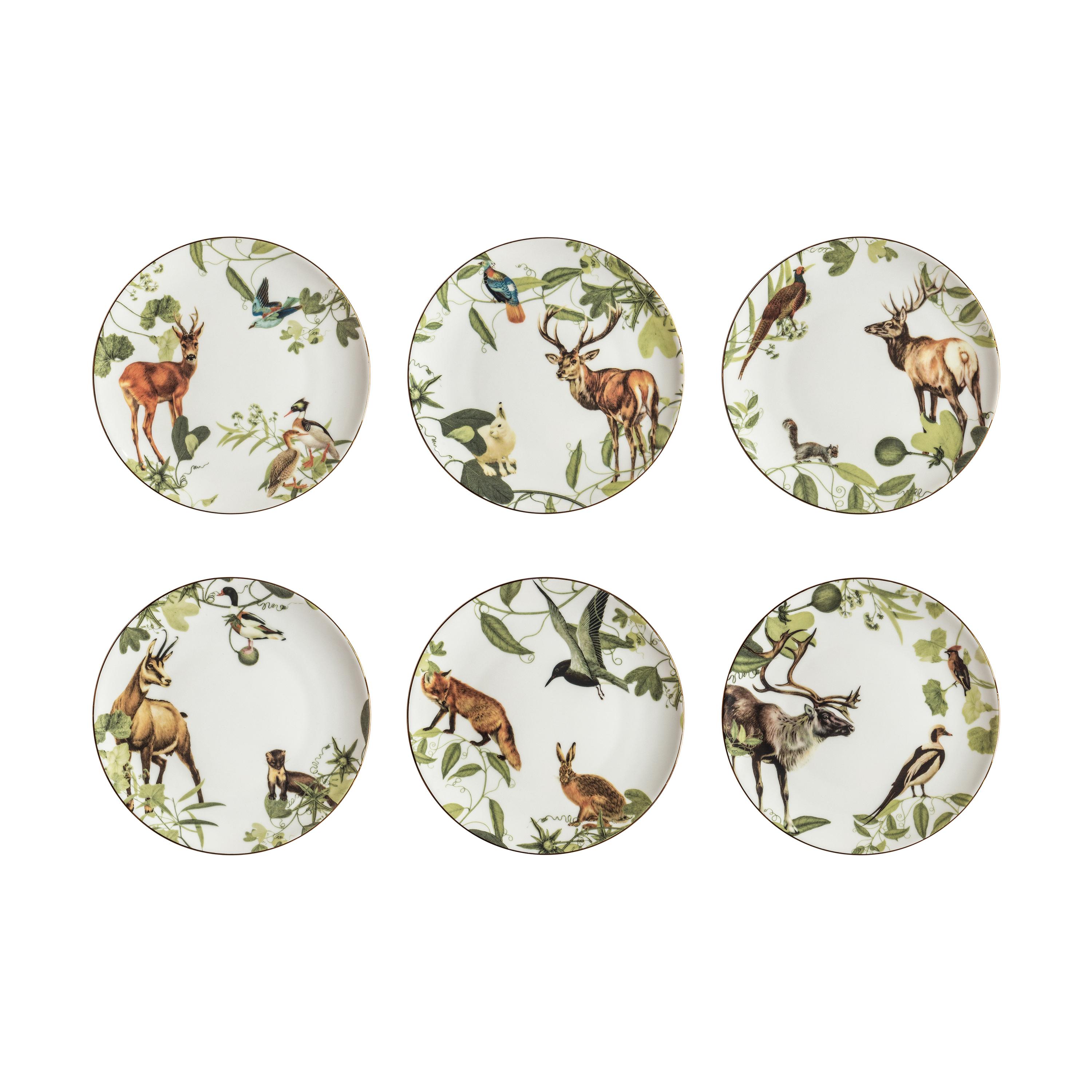 Mont Blanc, Six Contemporary Porcelain Dessert Plates with Decorative Design For Sale
