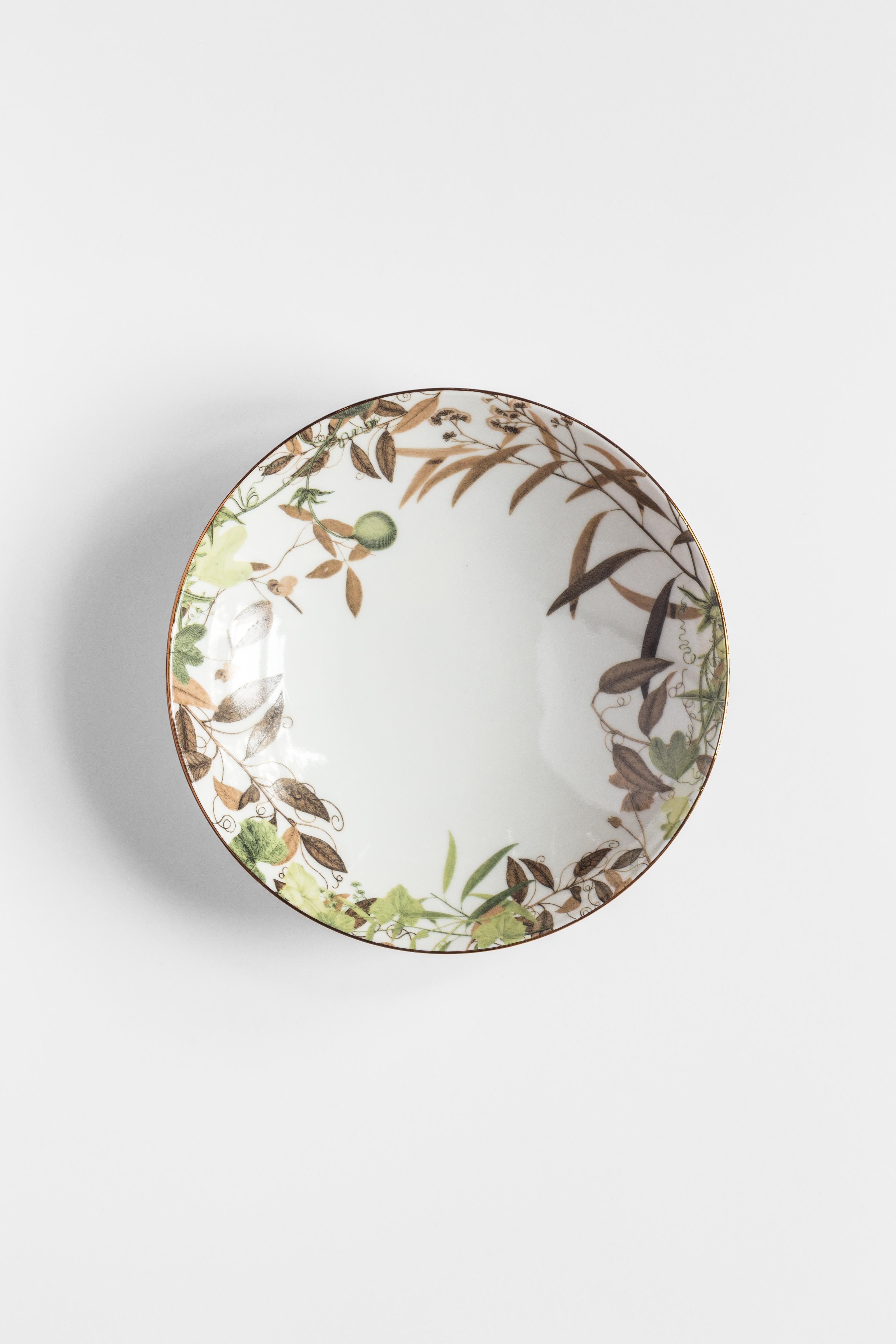 Mont Blanc, seis platos hondos de porcelana contemporánea con diseño decorativo Italiano en venta