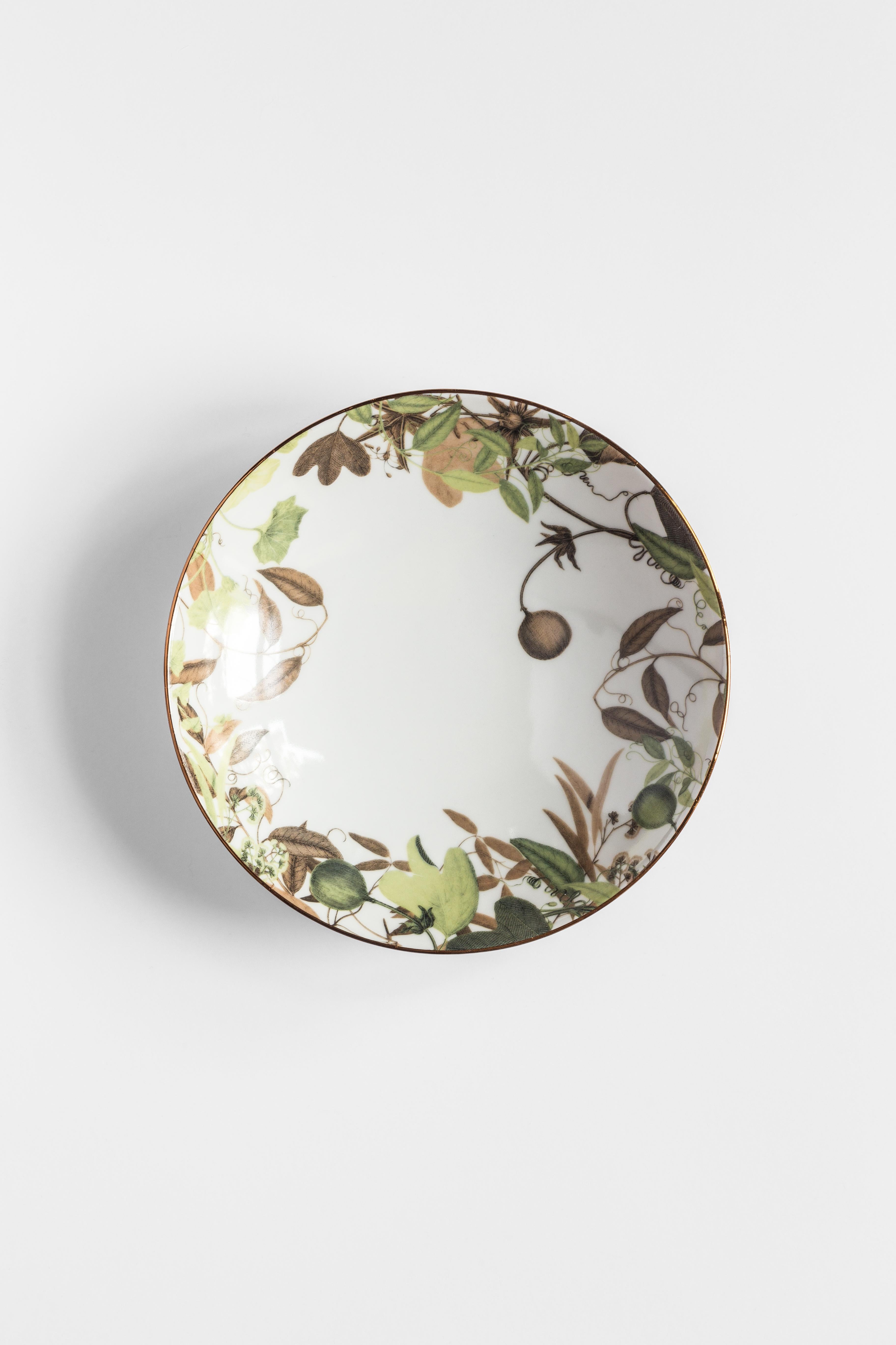 Mont Blanc, seis platos hondos de porcelana contemporánea con diseño decorativo en venta 1