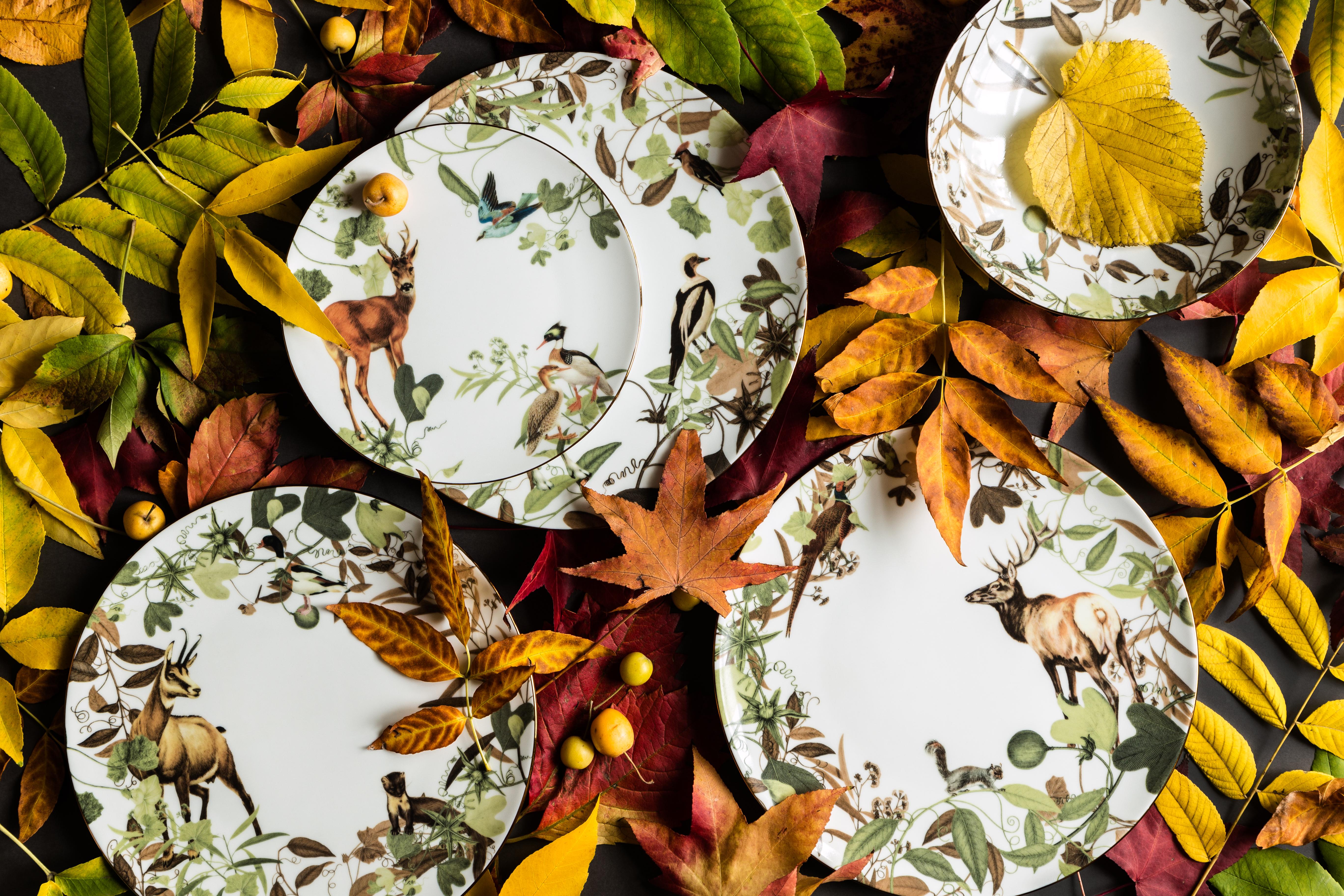 Mont Blanc, seis platos hondos de porcelana contemporánea con diseño decorativo en venta 3