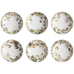 Mont Blanc, Six Contemporary Porcelain Soup Plates with Decorative Design