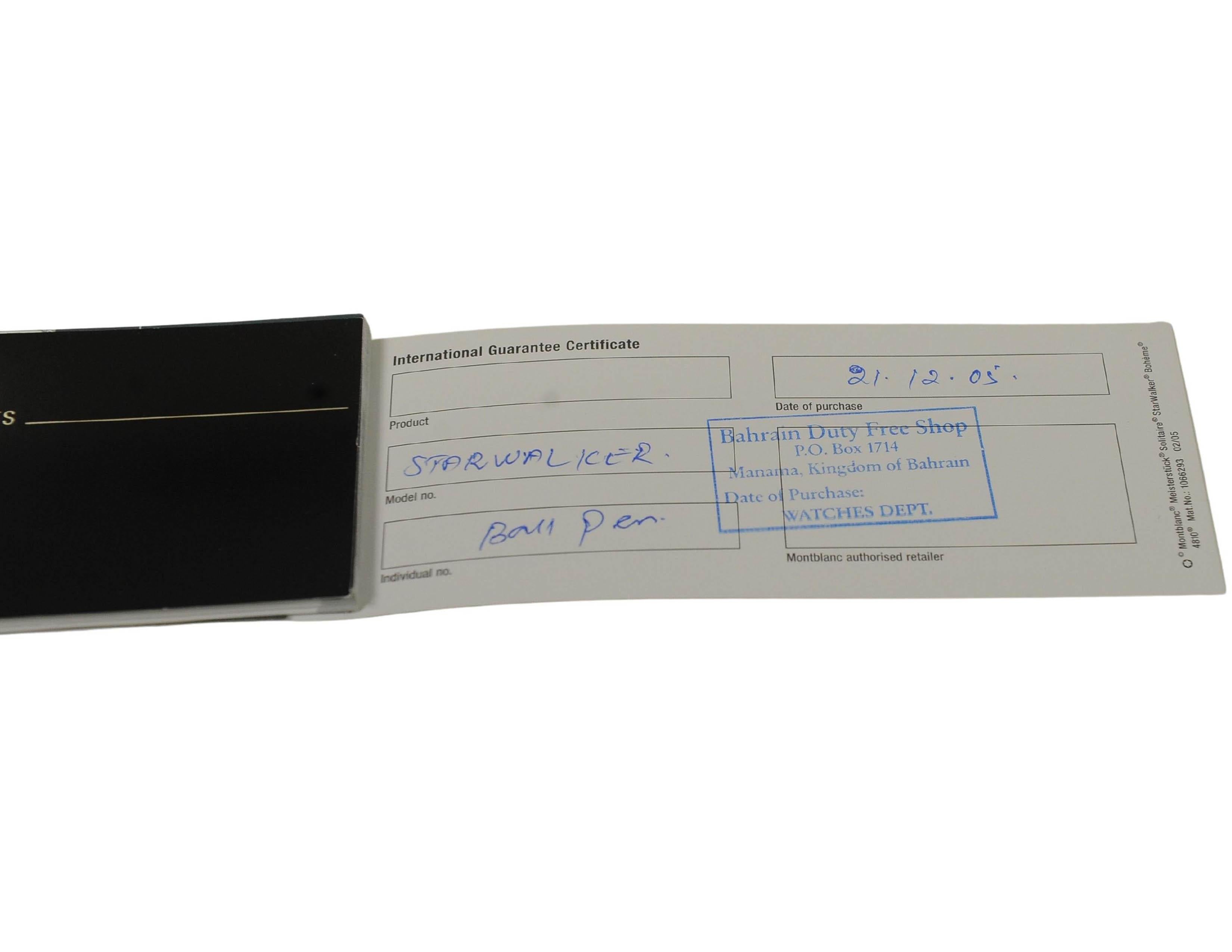 Montblanc StarWalker Black Resin Ballpoint Pen With Original Box & Papers 2005 In Good Condition For Sale In Reading, Berkshire