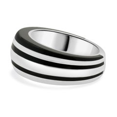 Anillo Mont Blanc de plata de ley y laca negra