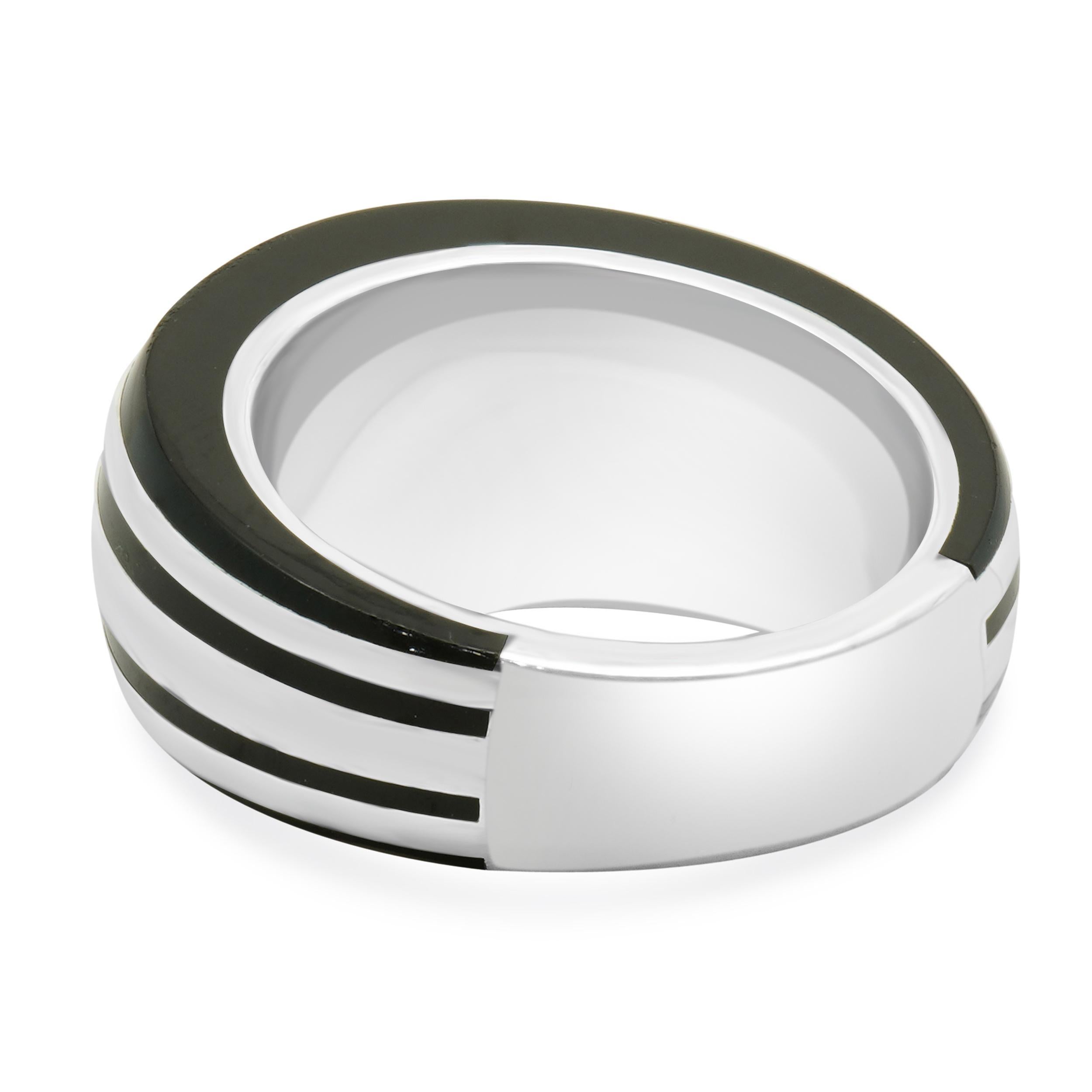 Mont Blanc Sterling Siler and Black Lacquer Ring In Excellent Condition In Scottsdale, AZ