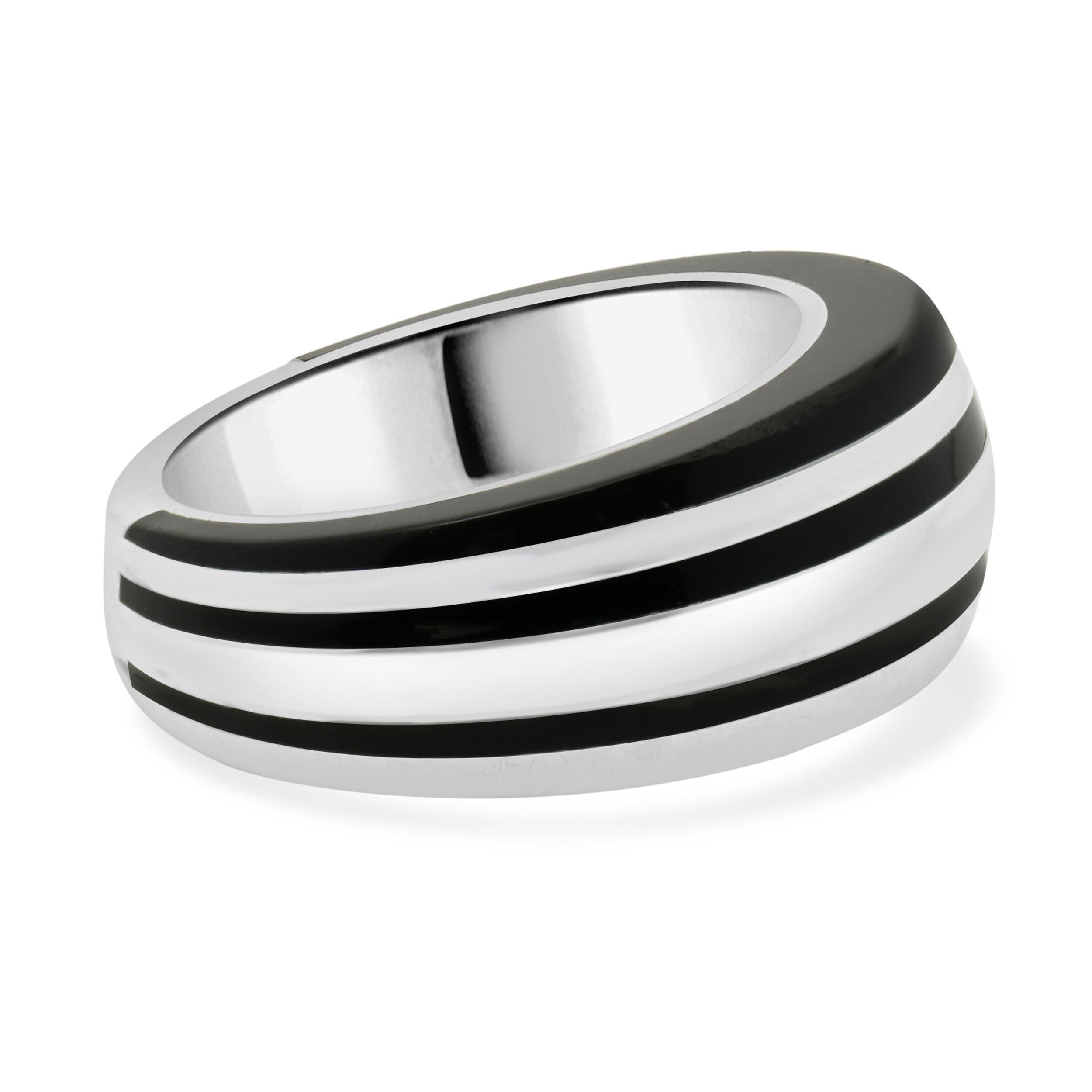 Women's Mont Blanc Sterling Siler and Black Lacquer Ring