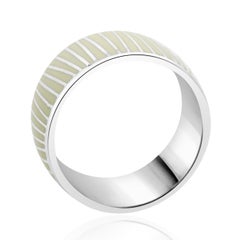 Mont Blanc Sterling Silver and White Enamel Wide Band