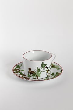 Mont Blanc, Tea Set with Six Contemporary Porcelains with Decorative Design