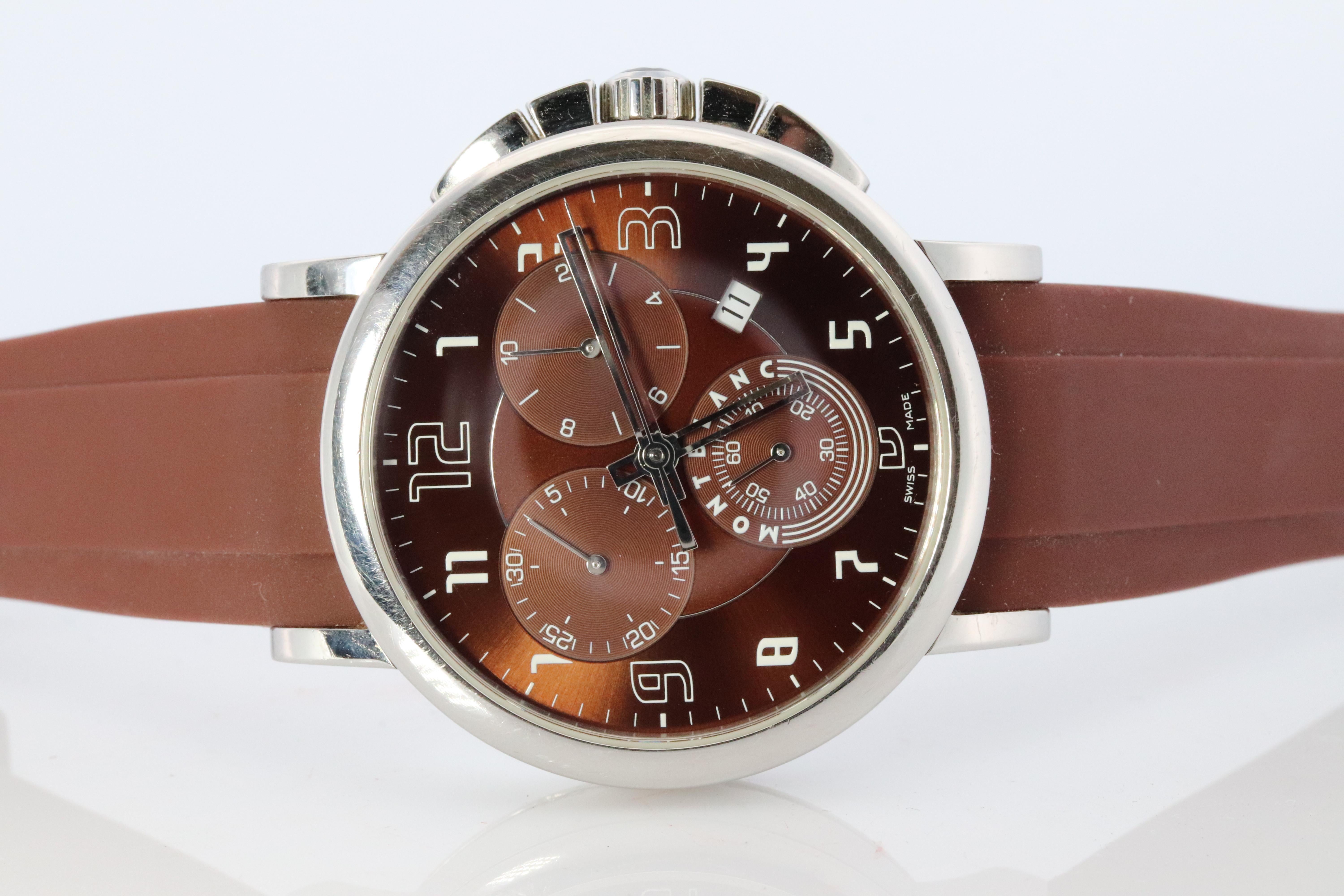 Mont Blanc Watch. Mont Blanc Summit XL Mens 7080 Brown Dial WristWatch In Good Condition For Sale In Port Charlotte, FL