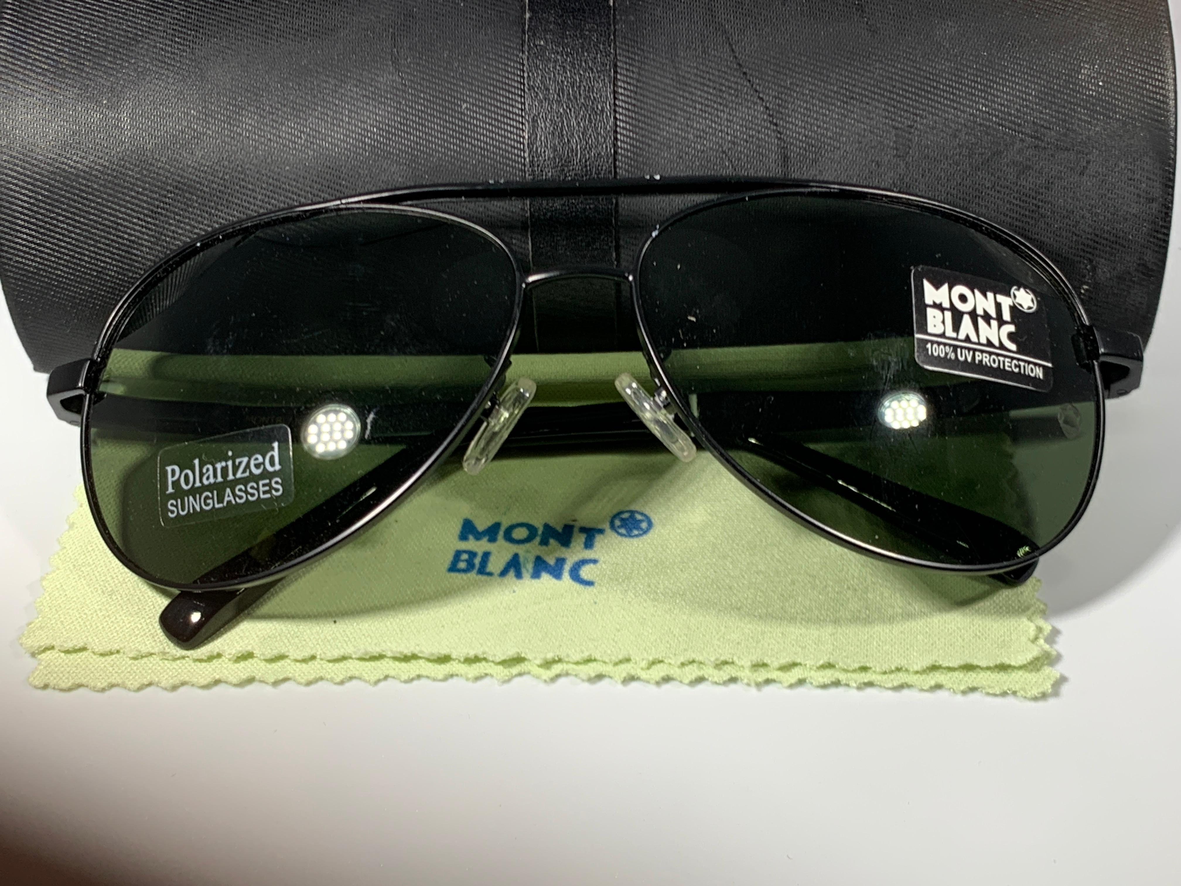 Women's Mont Blank Pre Loved  2938  63-13 -130 Black Men's Sunglasses, Made in Italy For Sale