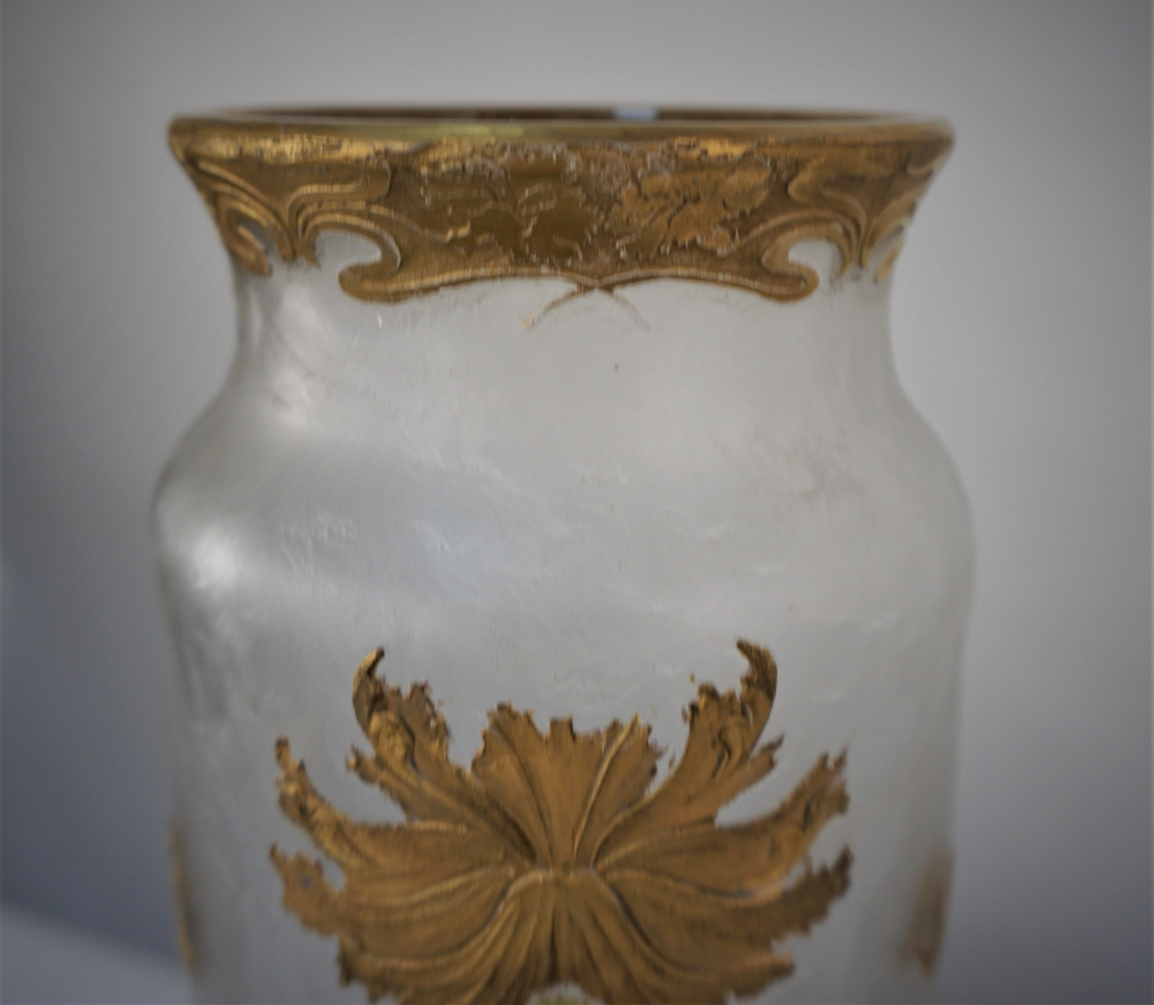 Art Glass Mont Joye Art Nouveau Cameo Glass Painted Glass Vase