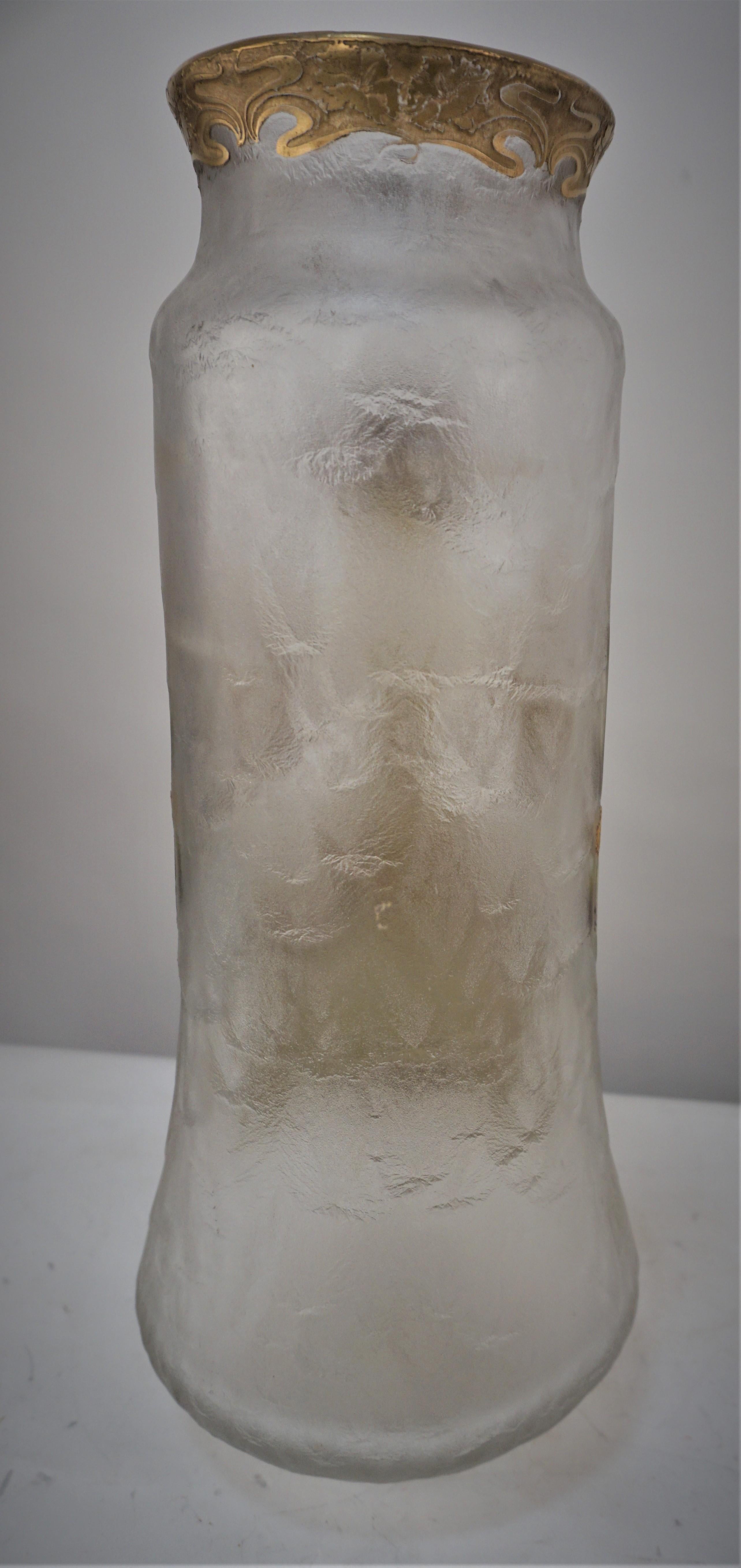Mont Joye Art Nouveau Cameo Glass Painted Glass Vase 2
