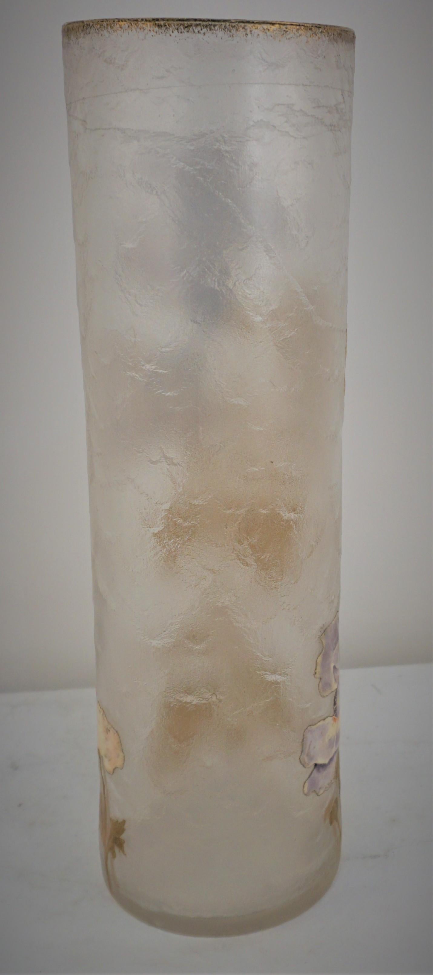 Mont Joye Jugendstil-Vase aus Kamee-Glas, bemalt im Angebot 3