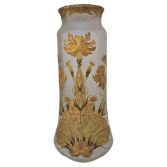 Vase en verre peint camée Art Nouveau Joye de Mont