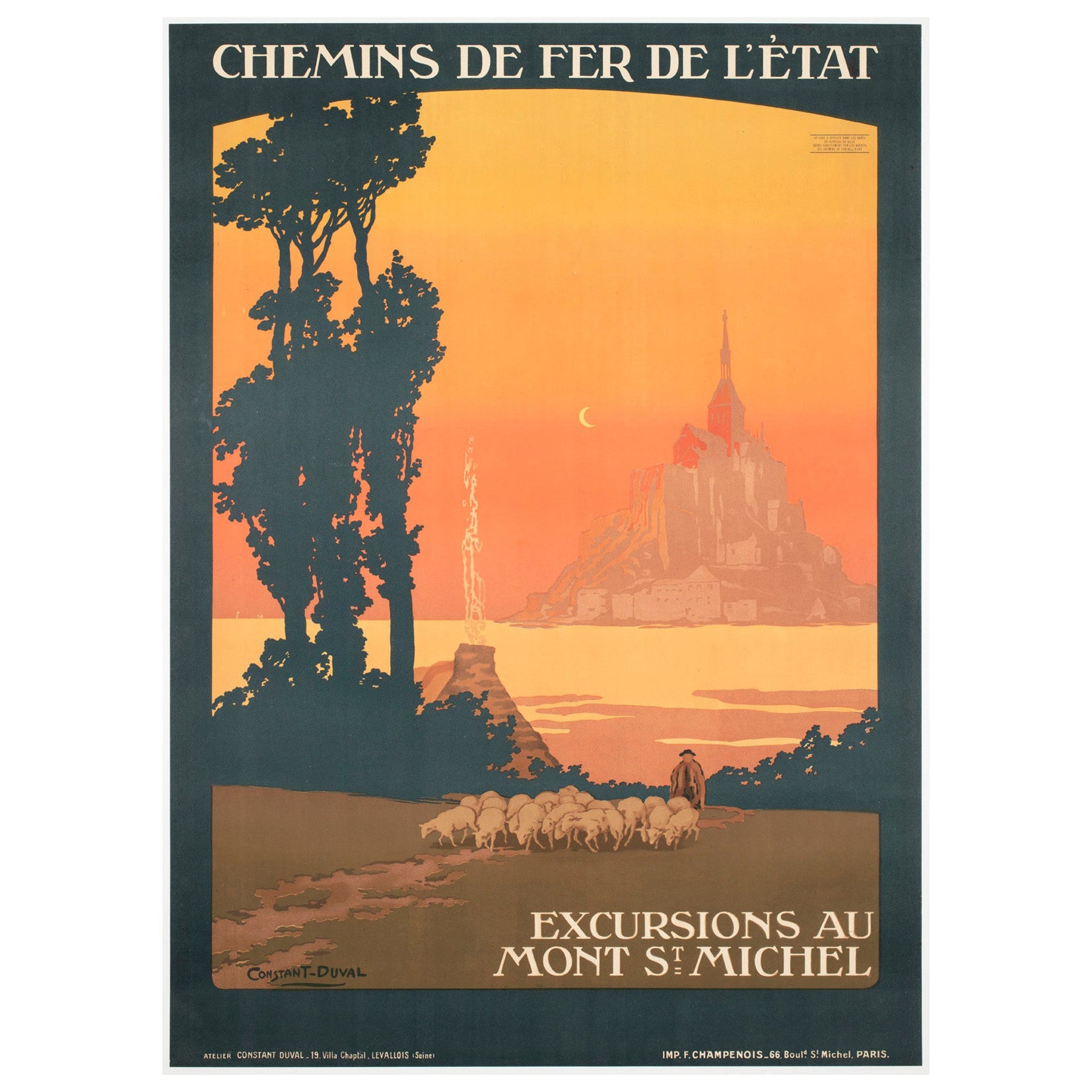 Mont Saint Michel c1920 French Travel Advertising Poster, Constant Duval