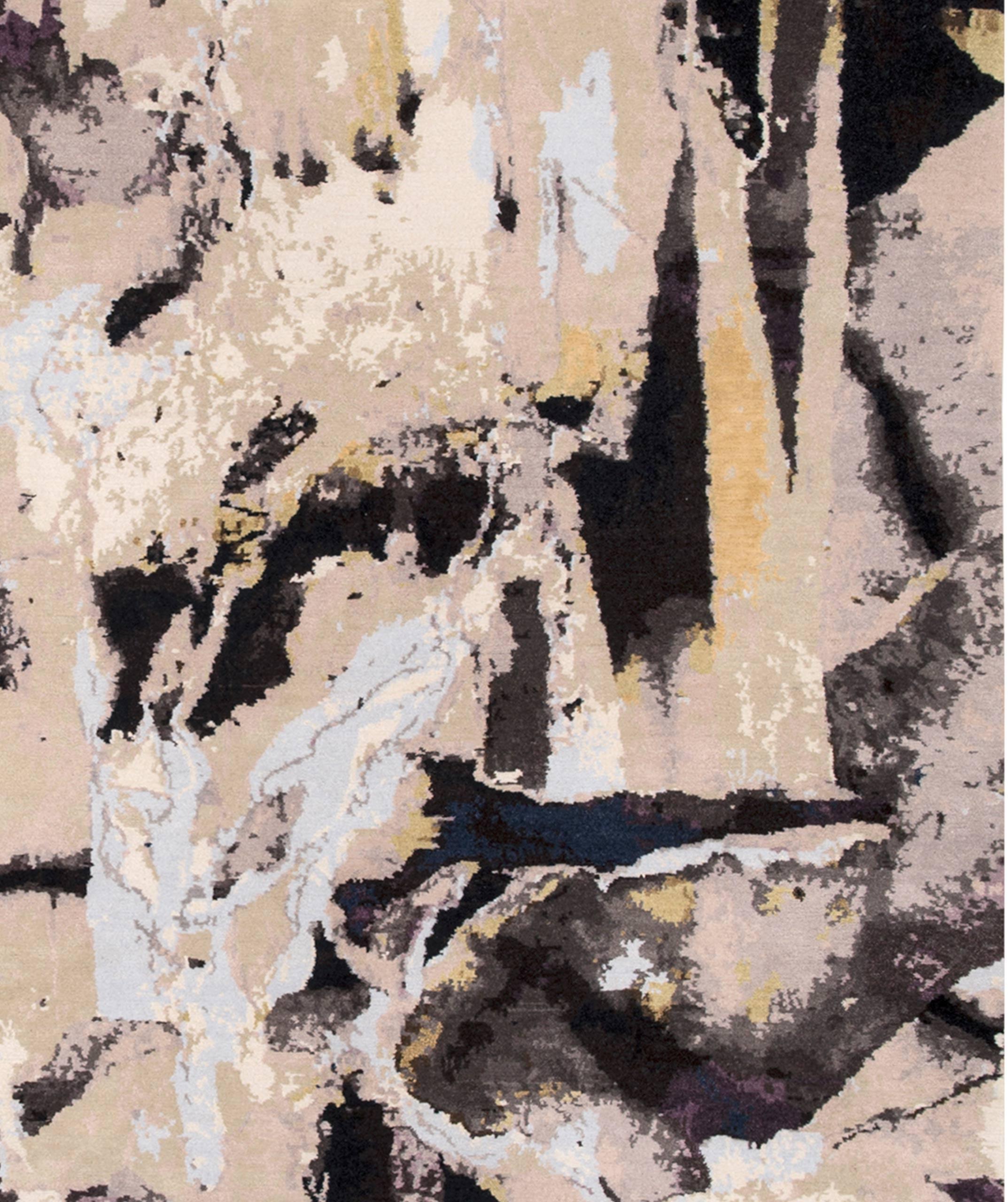 Montage - Knots Rugs, Diseño abstracto anudado a mano, Lana y seda, Contemporáneo Siglo XXI y contemporáneo en venta