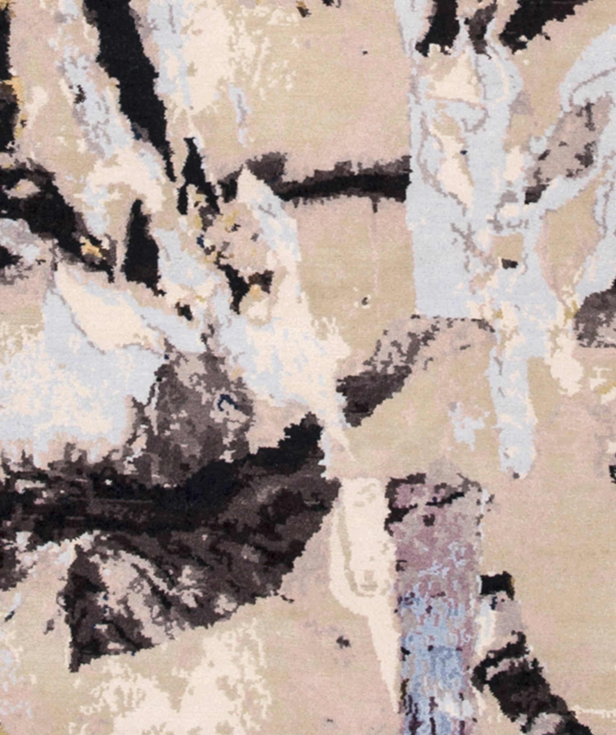 Montage - Knots Rugs, Diseño abstracto anudado a mano, Lana y seda, Contemporáneo en venta 2