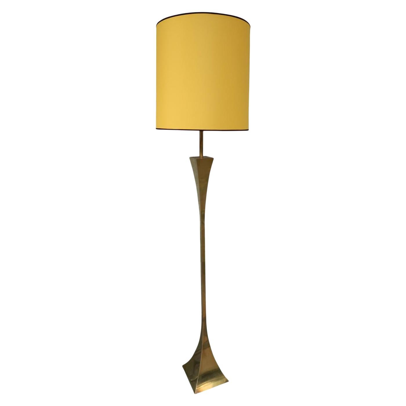 Montagna Grillo, Mod. Pyramid, Brass Midcentury Floor Lamp, Italy, 1970 For Sale