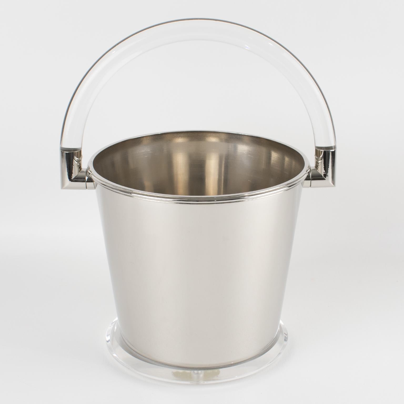 Montagnani Firenze Modernist Barware Chrome and Lucite Memphis Ice Bucket For Sale 8