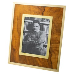 Montagnani Italy Brass and Walnut Wood Picture Frame, 1970s