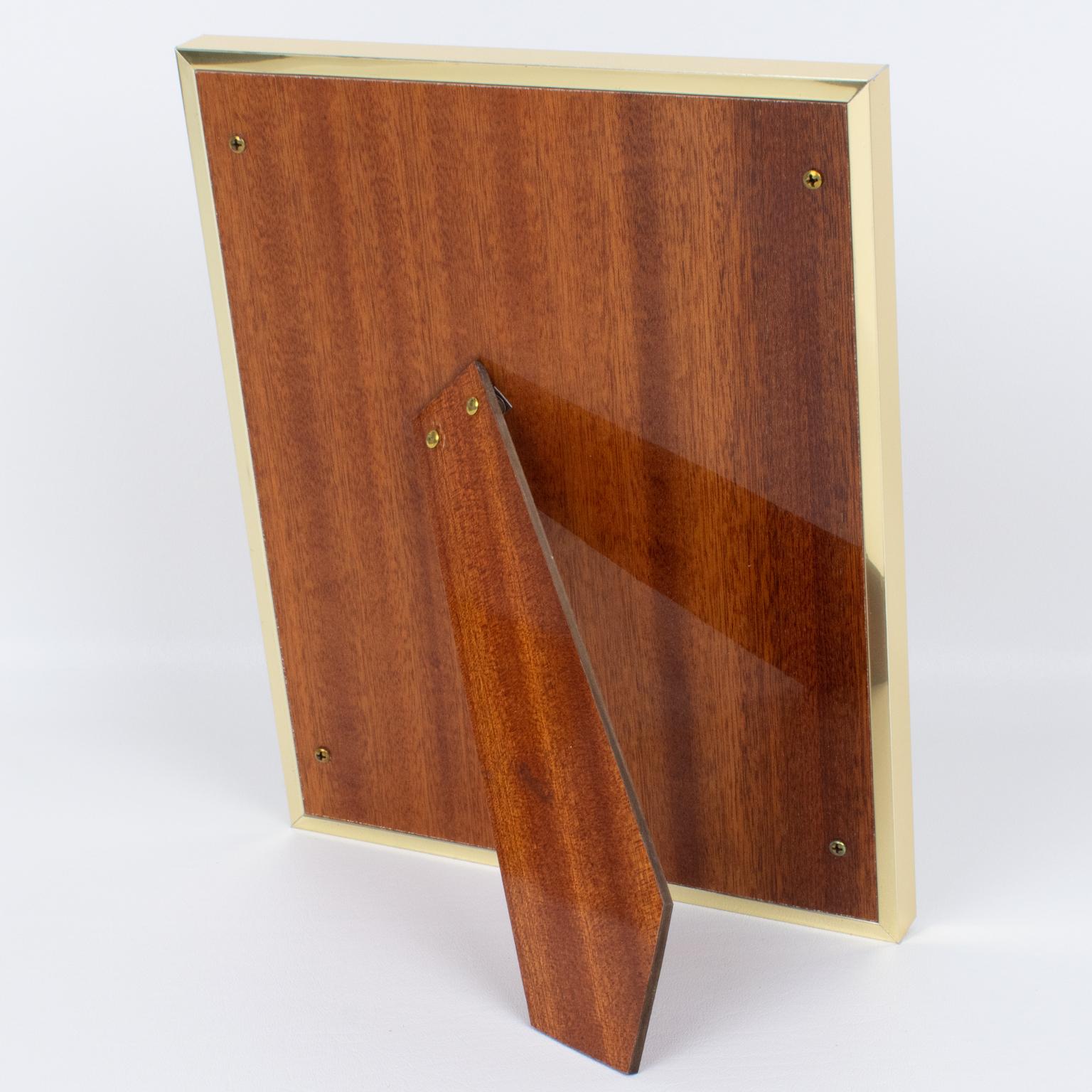 Italian Montagnani Italy Metal and Walnut Wood Picture Frame, 1970s For Sale