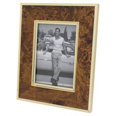 Vintage Montagnani Italy Metal and Walnut Wood Picture Frame, 1970s