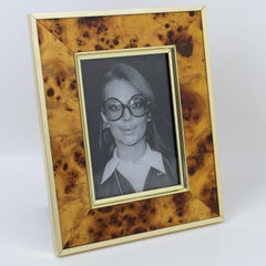 Montagnani Italien Mid Century Metall und Holz Bilderrahmen