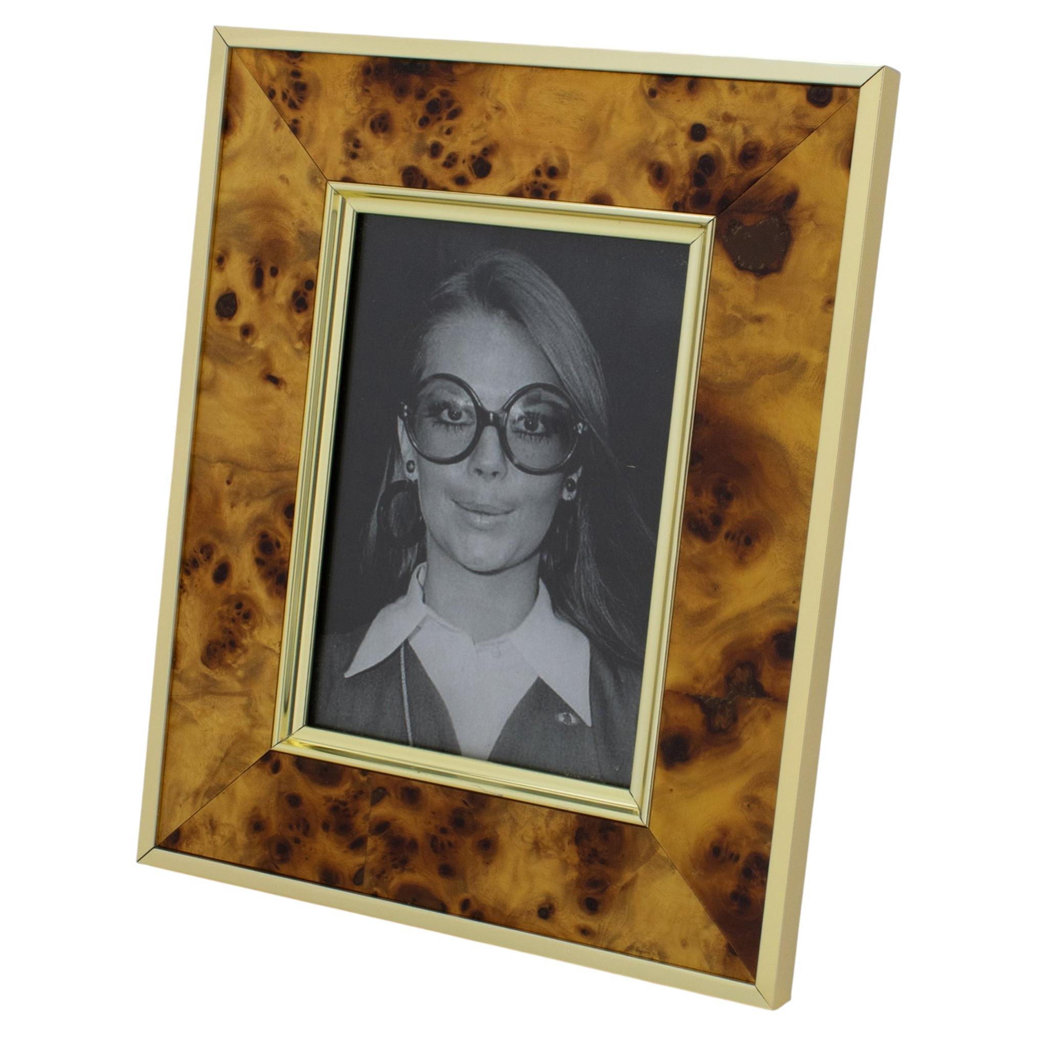Montagnani Italy Mid Century Metal and Wood Picture Frame