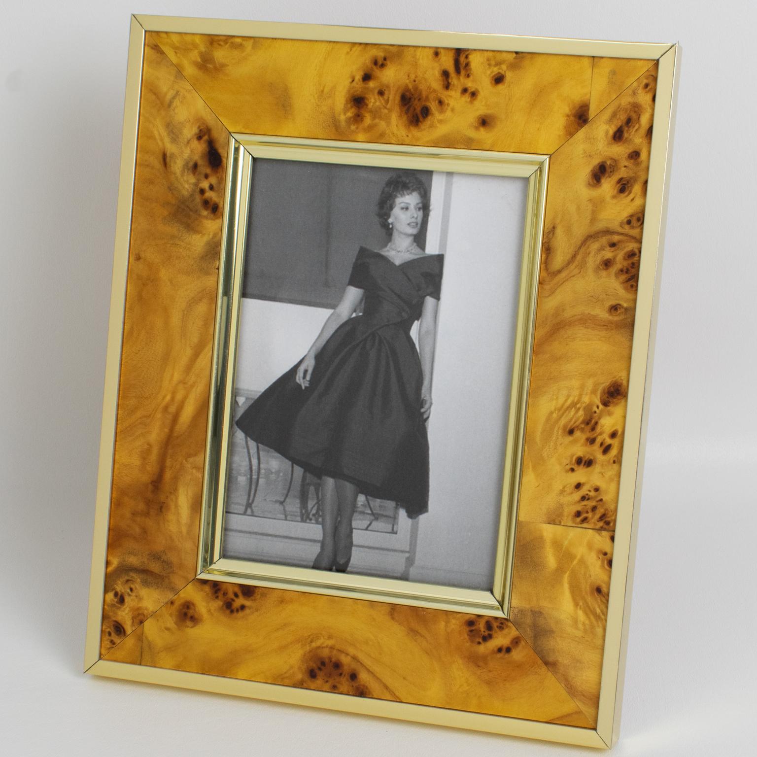 Mid-Century Modern Montagnani Italy Walnut Wood and Metal Picture Frame, 1970s For Sale