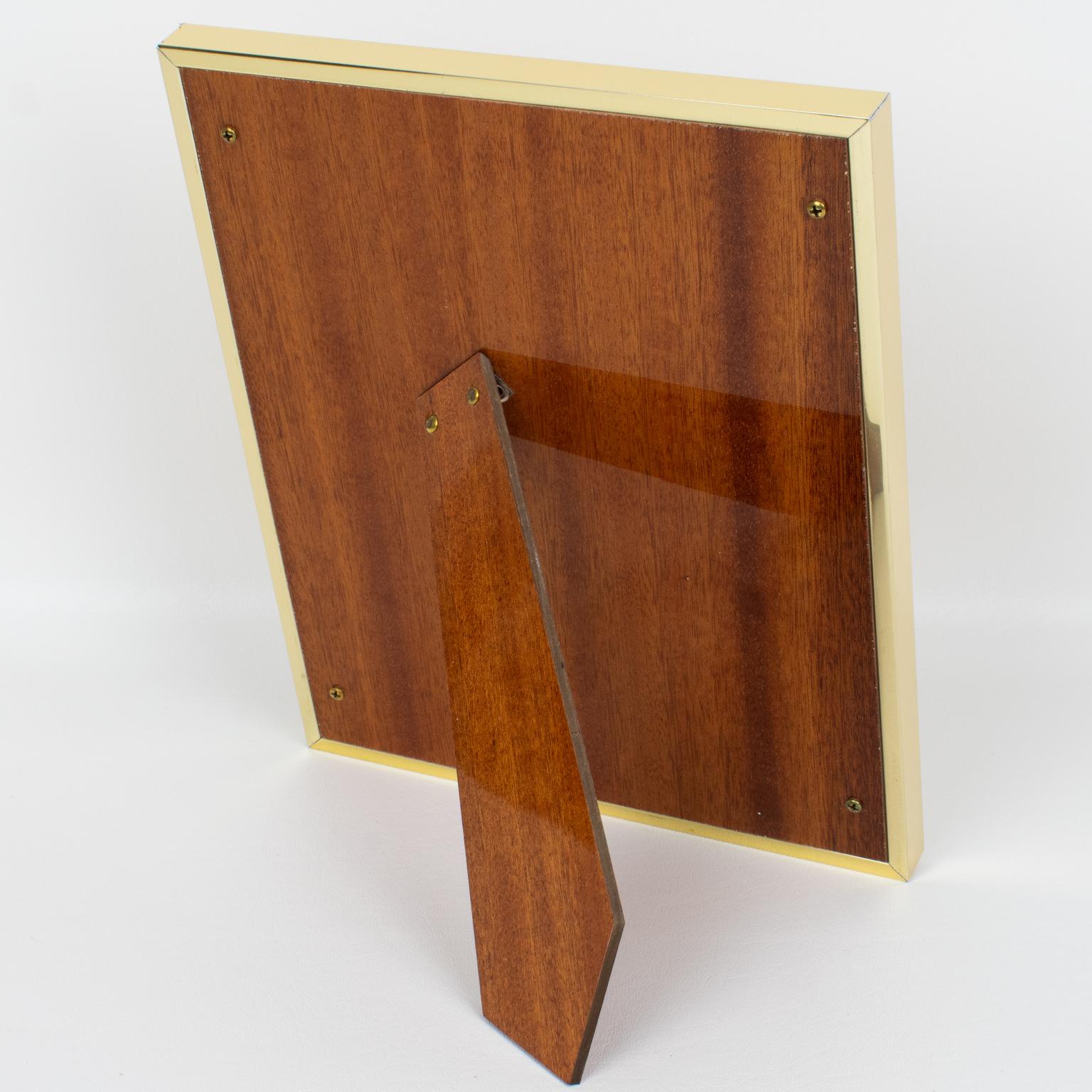 Montagnani Italy Walnut Wood and Metal Picture Frame, 1970s In Excellent Condition For Sale In Atlanta, GA