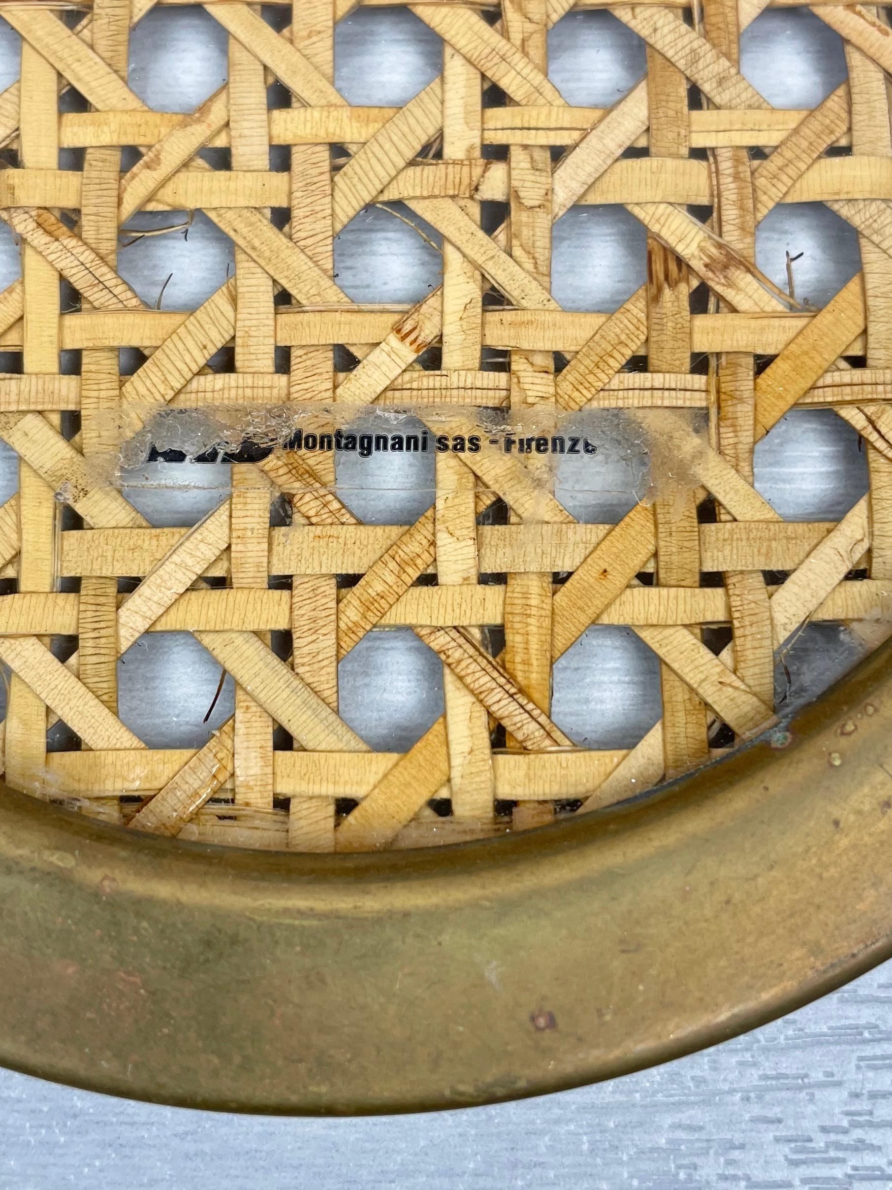 Montagnani Lucite Wicker Brass Barware Coaster, 14 Pieces, Italy, 1970s 10