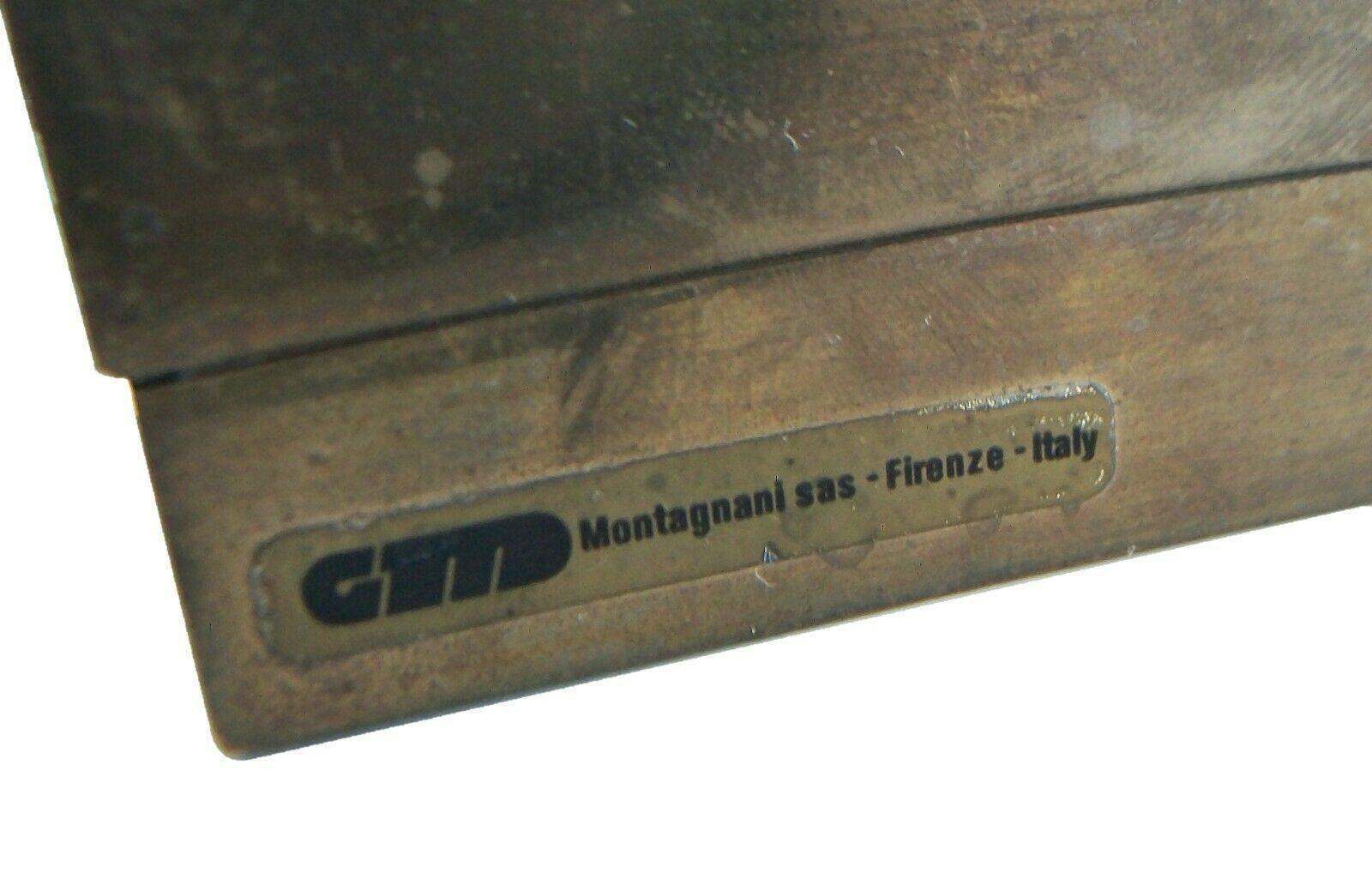 Montagnani, Schachtel aus Messing und Wurzelholzfurnier, Italien, ca. 1970er Jahre im Angebot 2
