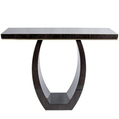 Montagu Console, High Gloss Dark Tinted Oak with a Brushed Brass Moulding