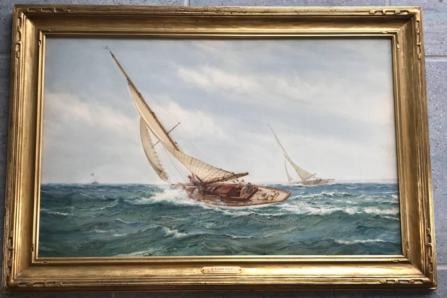 A Close Race - Montague Dawson - Watercolor on Paper - British For Sale 1