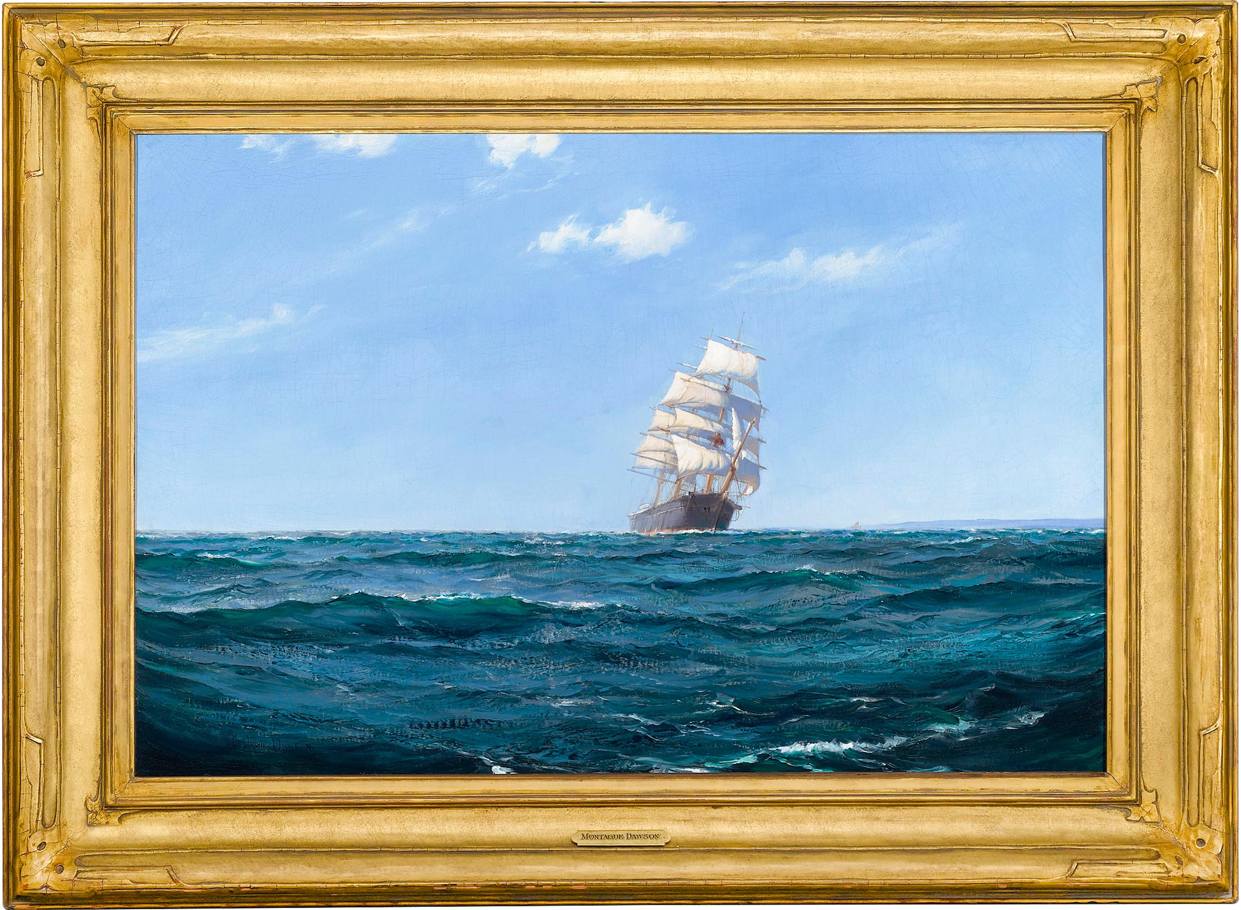 A Ship in Open Water - Painting by Montague Dawson