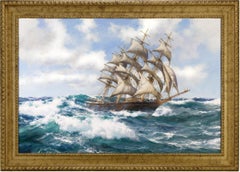 In the Trough of the Waves, the Clipper Oberon by Montague Dawson