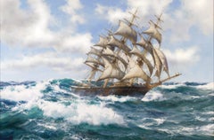 In the Trough of the Waves, the Clipper Oberon by Montague Dawson