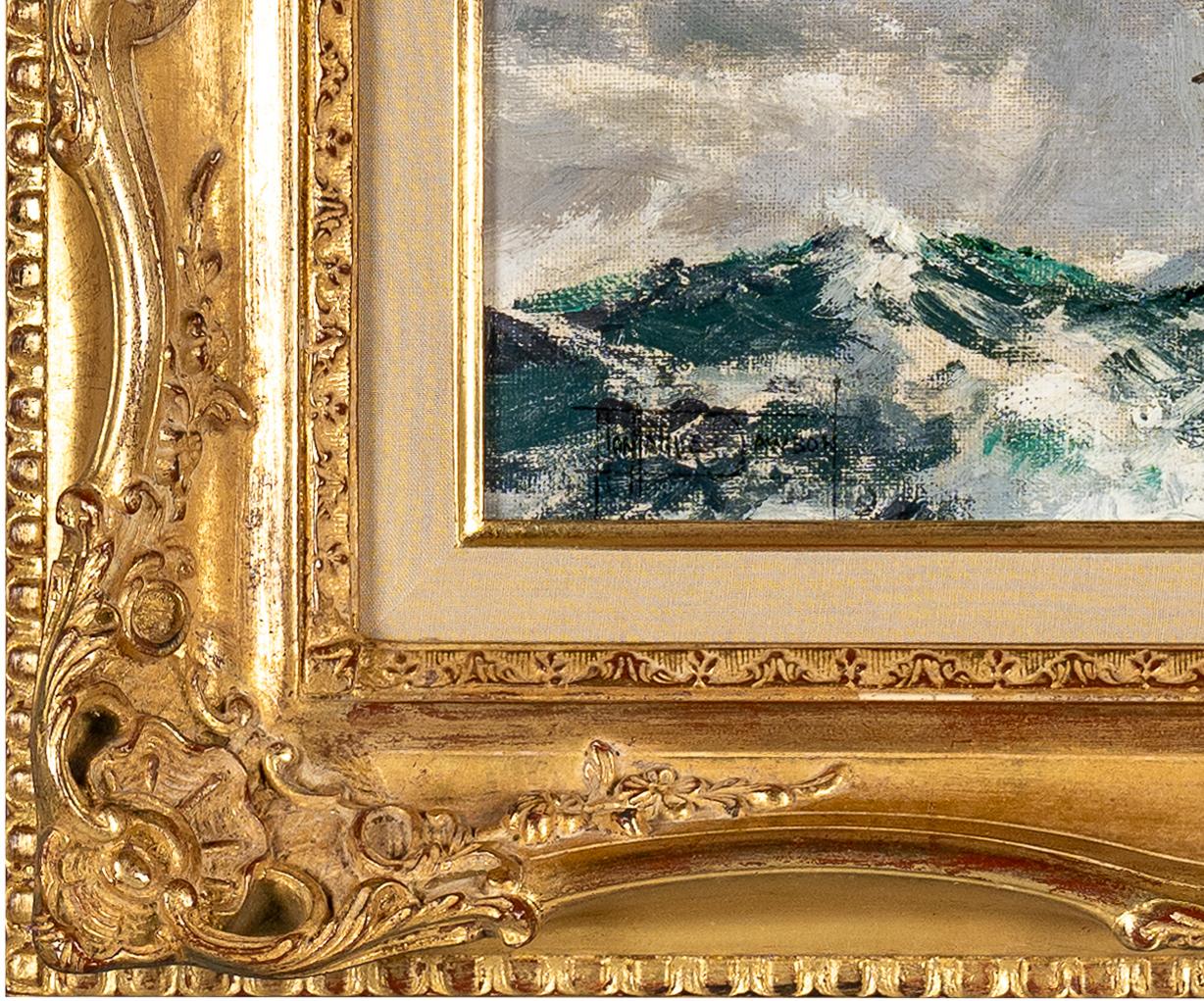 Making a Run Impressionist Clipper Sailing Ship in Rough Seas, Water, Boat For Sale 2