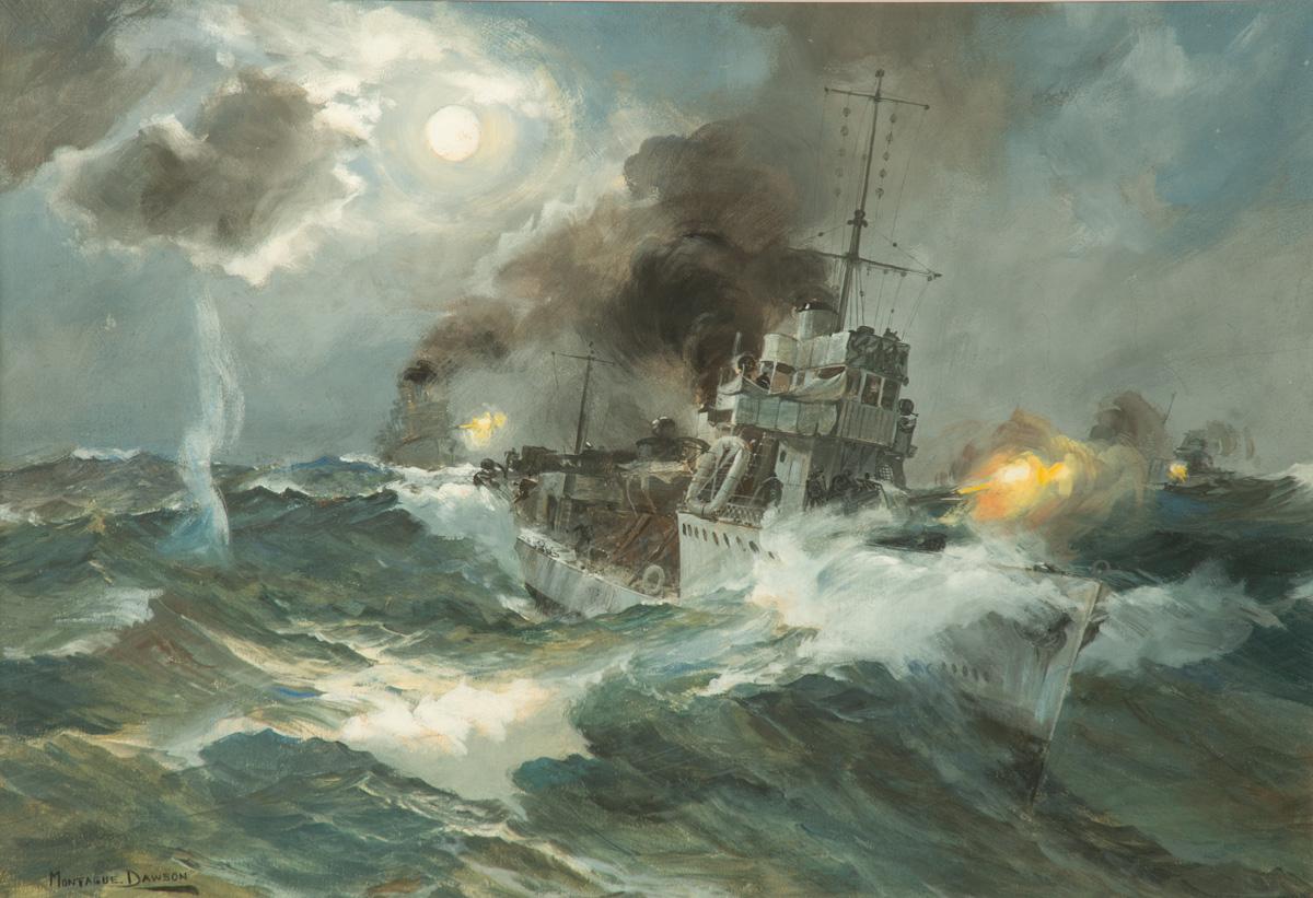 Pittura Montague Dawson: Uno scarto al chiaro di luna in vendita