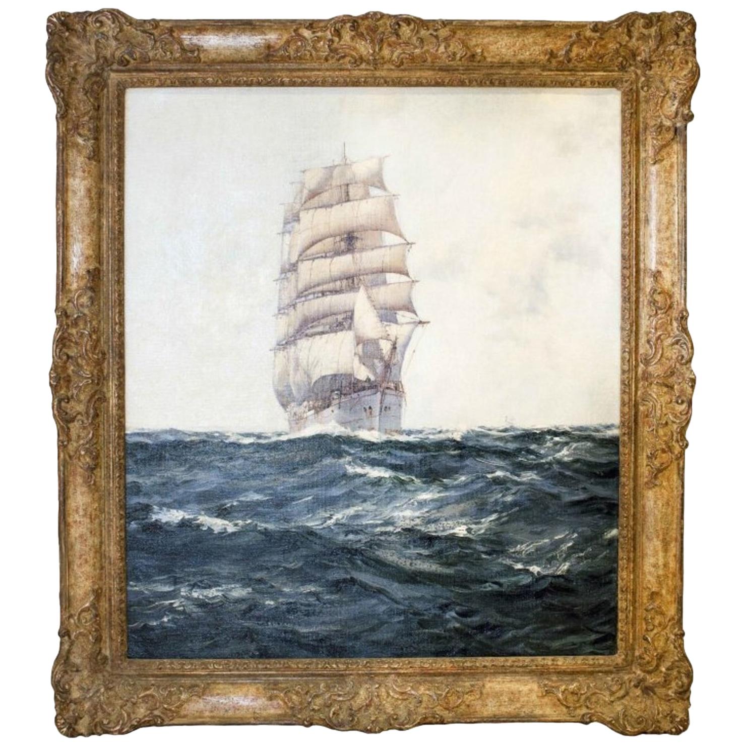 Montague Dawson, Deep Waters, Oil on Canvas Signed For Sale