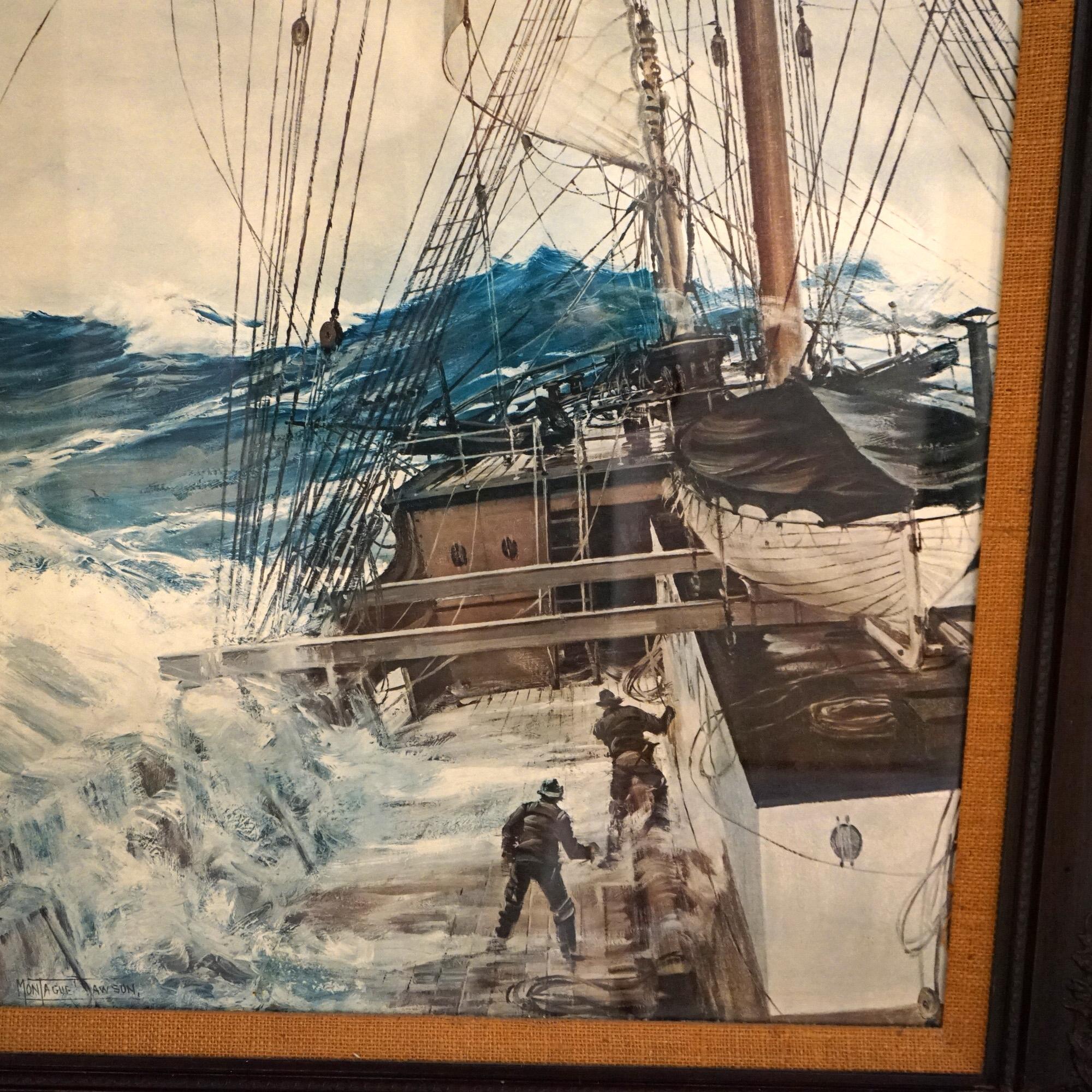 Montague Dawson Nautical Ship Wreck Framed Print 20th C 5