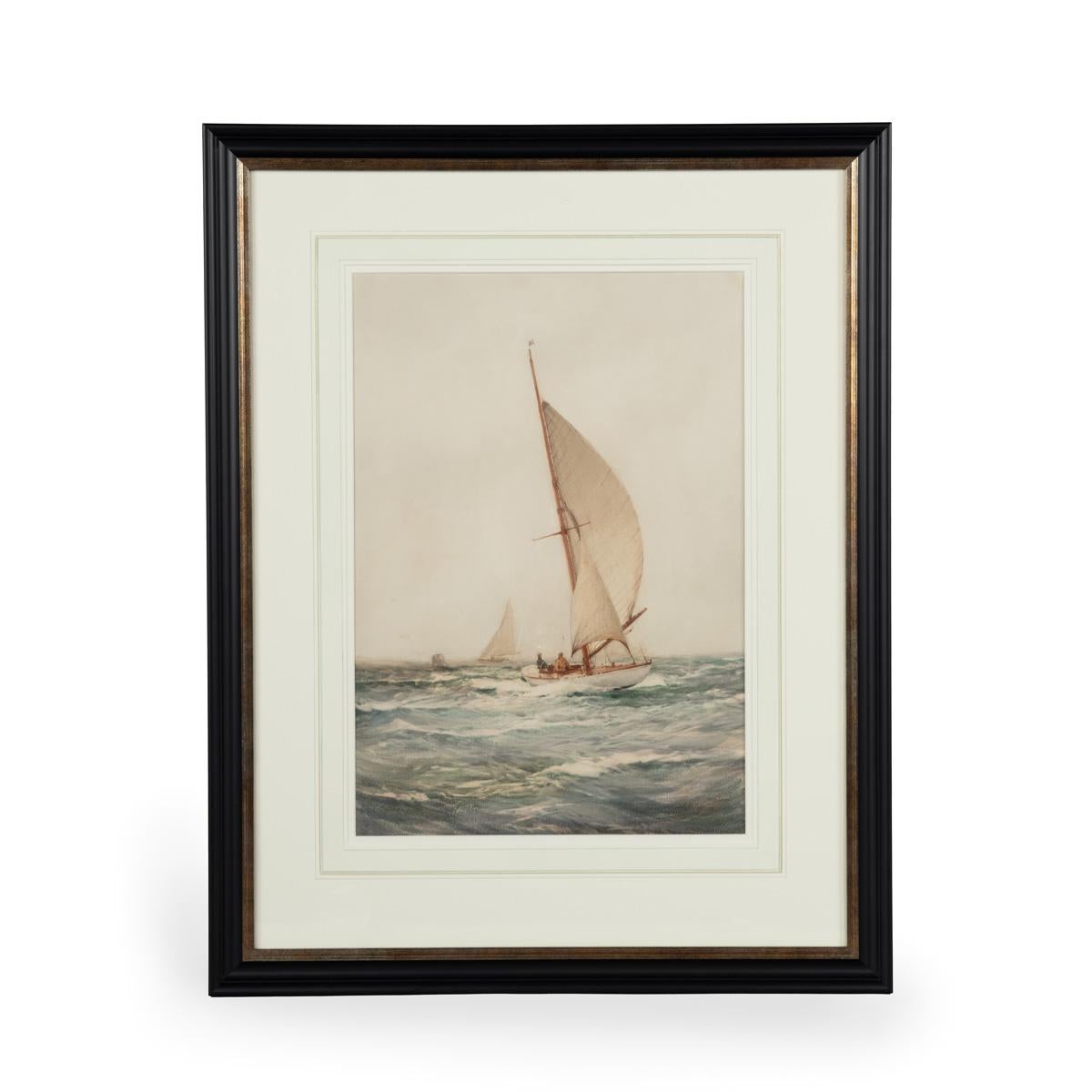 Mid-20th Century Montague Dawson: ‘Six Metre Class boat by the Lymington Spit’ For Sale