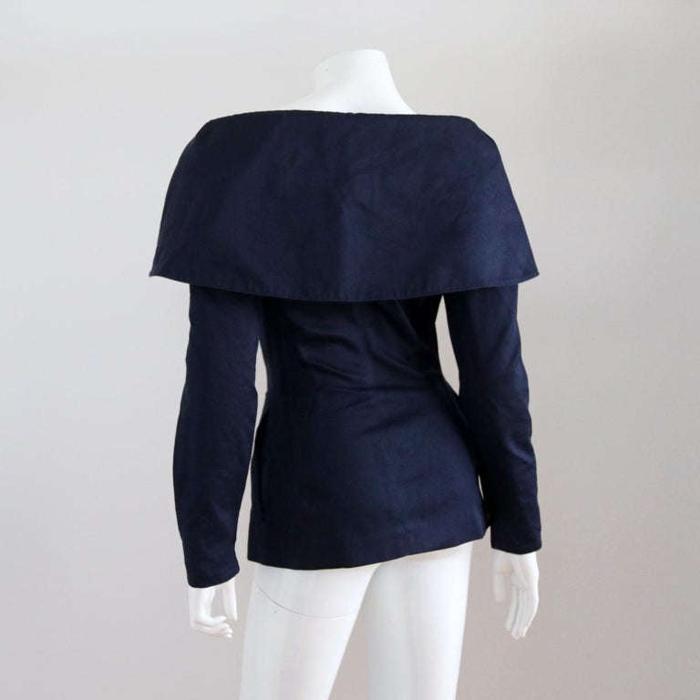 MONTANA 1990s Dark Blue Jacket With Wide Neckline from Claude Montana In Excellent Condition In Arnsberg, NW
