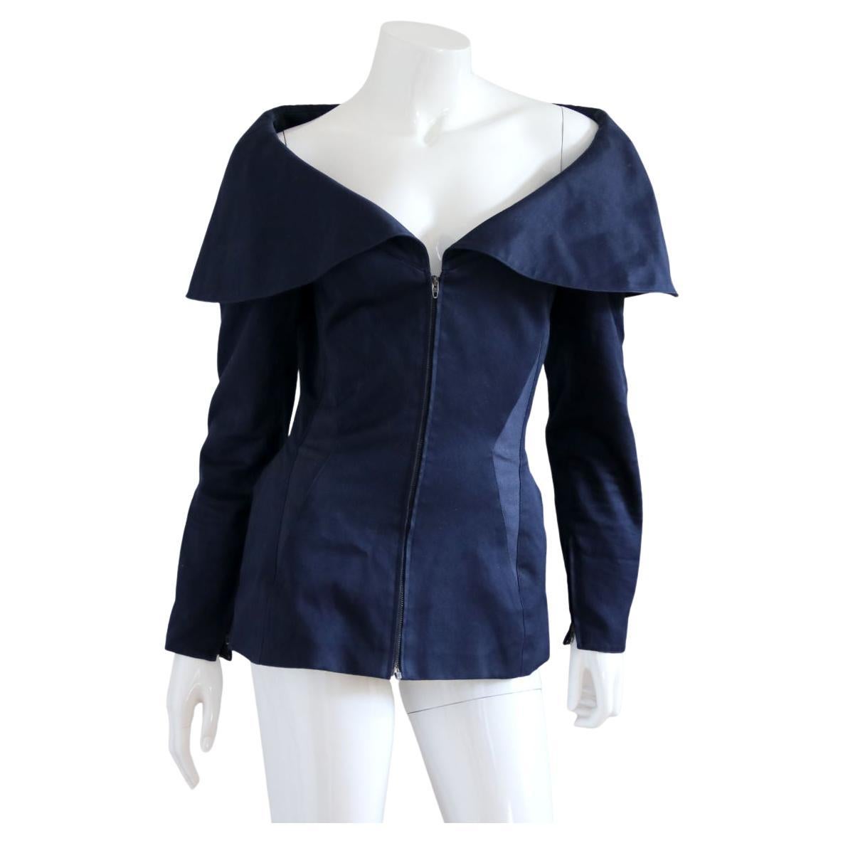 MONTANA 1990s Dark Blue Jacket With Wide Neckline from Claude Montana