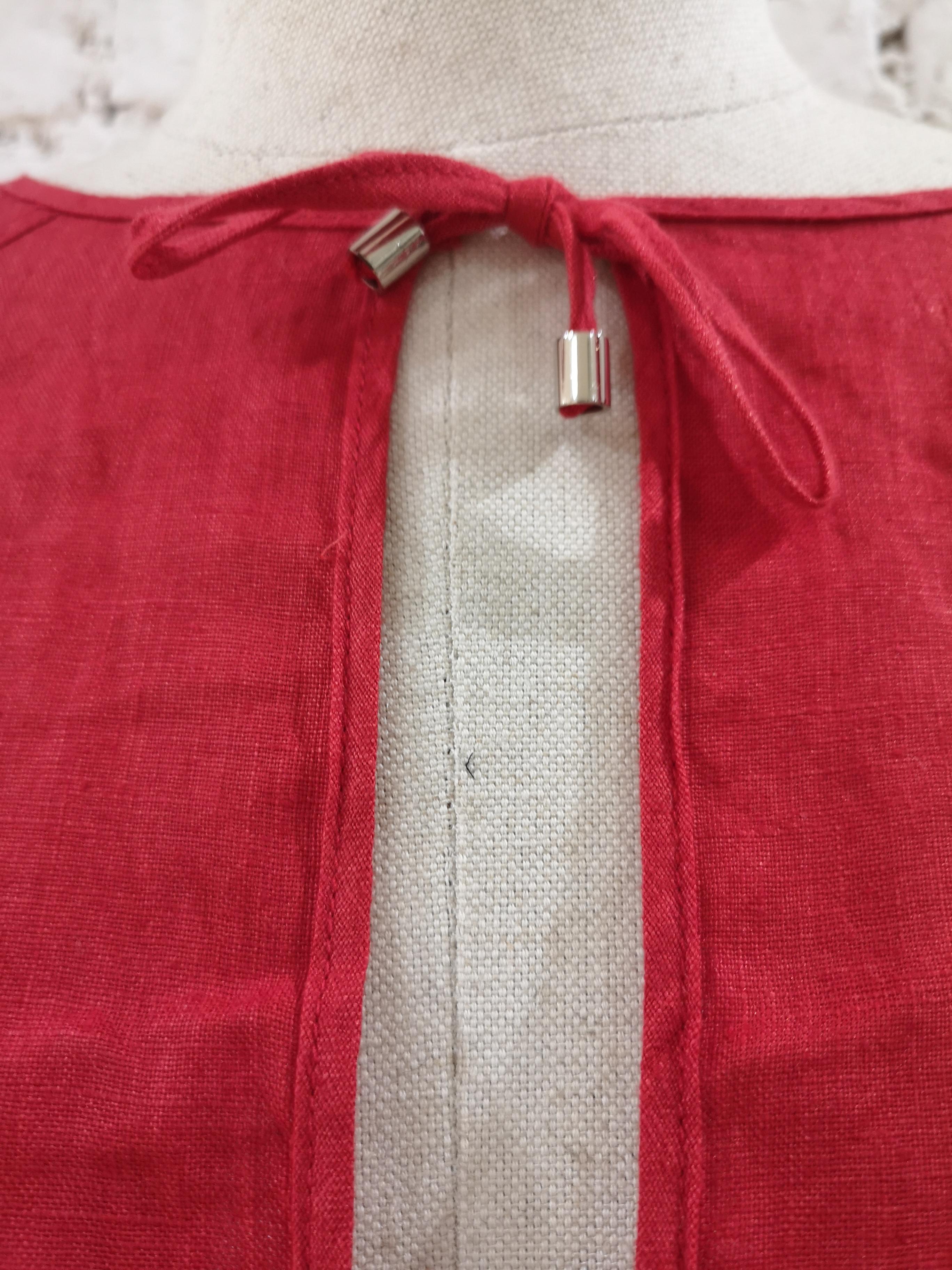 Montana blue red linen shirt In Excellent Condition For Sale In Capri, IT