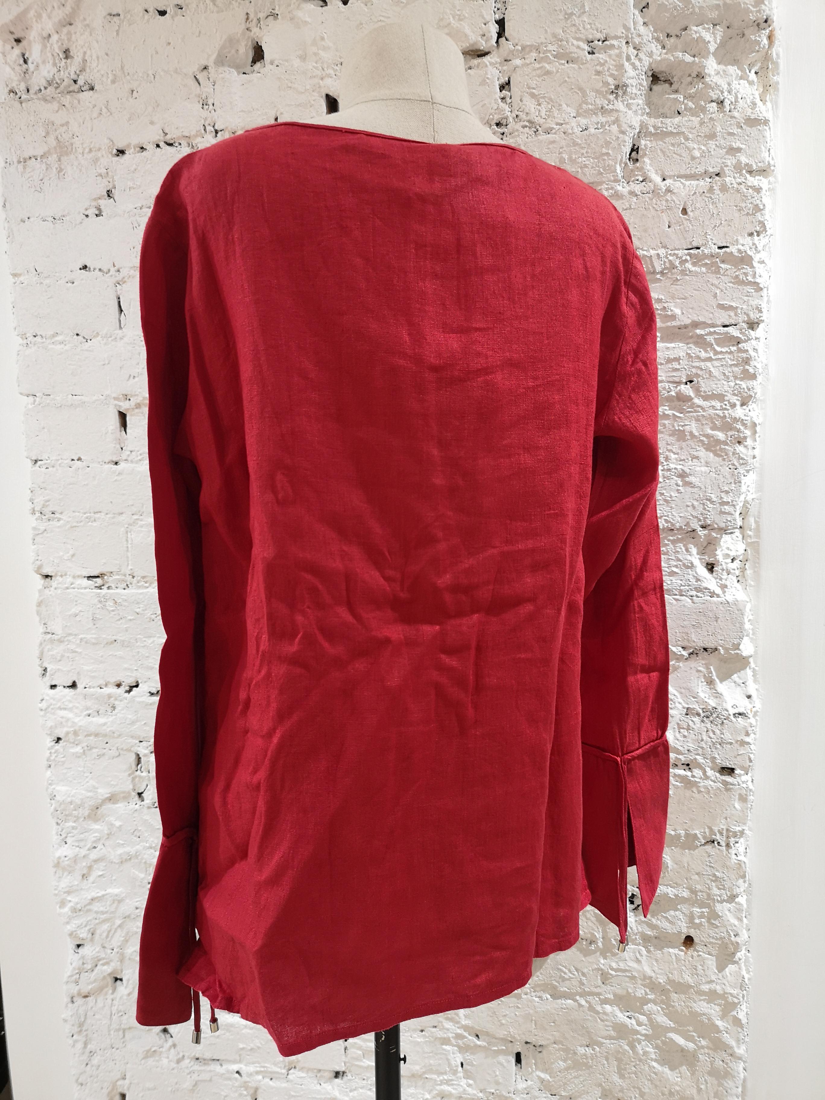 Montana blue red linen shirt For Sale 3