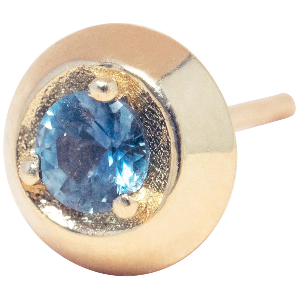 Clous d'oreilles en or 14 carats avec saphir bleu du Montana en forme de cercle de formation