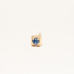 Montana Blue Sapphire 14 Karat Gold Formation Square Mini Stud