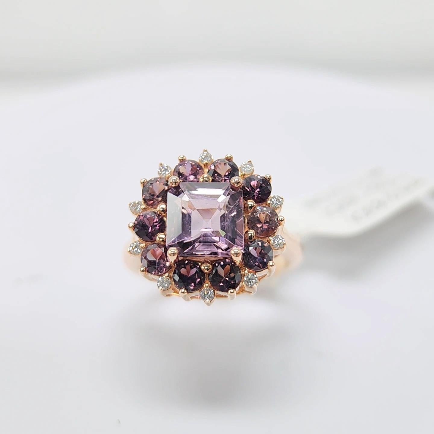 Montana color change Sapphire and Spinel Ring & Diamonds 18 Karat Rose Gold For Sale 9
