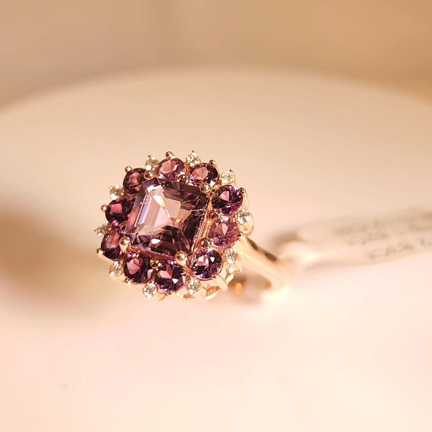 Montana color change Sapphire and Spinel Ring & Diamonds 18 Karat Rose Gold For Sale 12