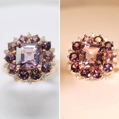 Montana color change Sapphire and Spinel Ring & Diamonds 18 Karat Rose Gold